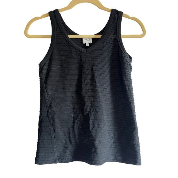 Armani V Neck Shell Sleeveless Black Top Sz 6 - Picture 1 of 4